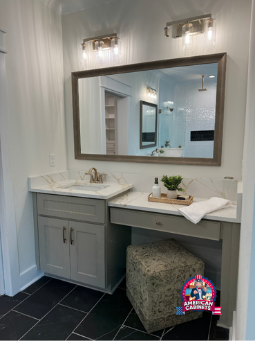 Custom American Made Bathroom Vanity Designed Manufactured Painted Hardware And Installed By American Cabinets Of Huntsville Al 1